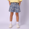 Girls Blue Floral Printed Denim Shorts with Button Closure
