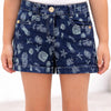 Kids Blue Denim Shorts with Ocean Print