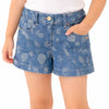 Kids Light Blue Denim Shorts with Ocean Print