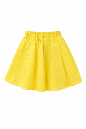 Girls Yellow Flared Pleated Skirt – Elastic Waist Casual Wear BloomUp