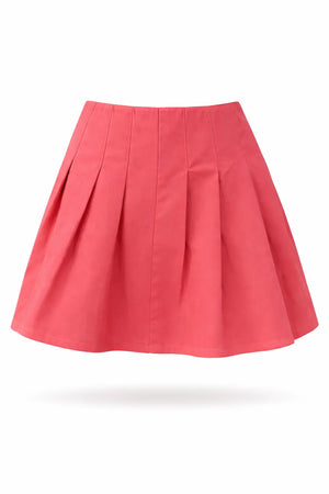 Girls Coral Pink Pleated Skirt – Flared Casual Wear BloomUp