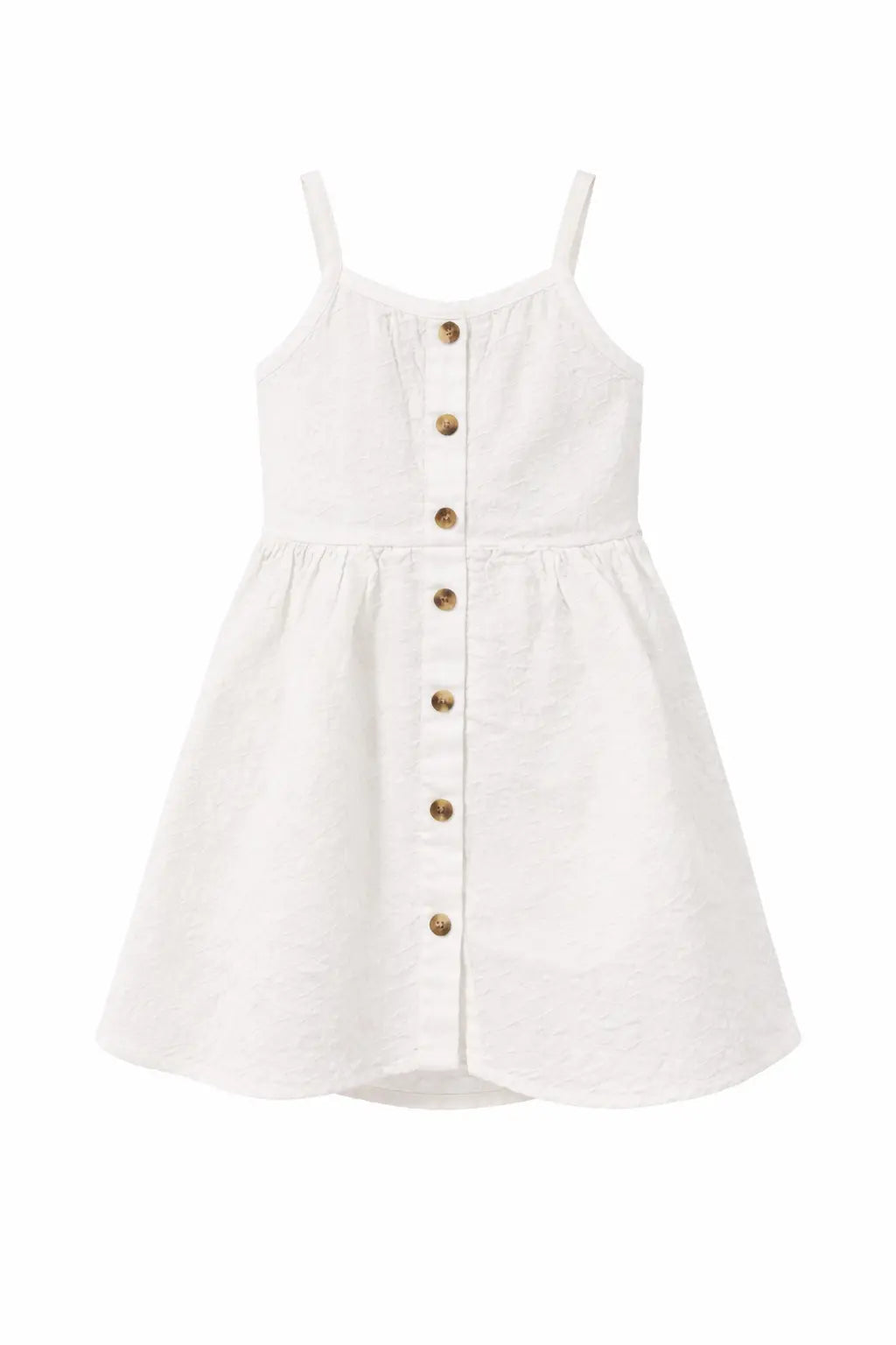 Baby Girls White Sleeveless Button-Front Summer Dress BloomUp
