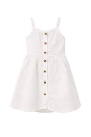 Baby Girls White Sleeveless Button-Front Summer Dress BloomUp