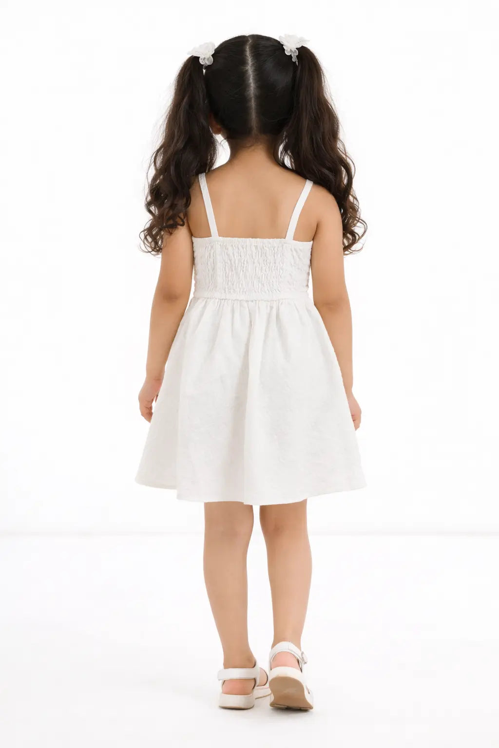 Baby Girls White Sleeveless Button-Front Summer Dress BloomUp