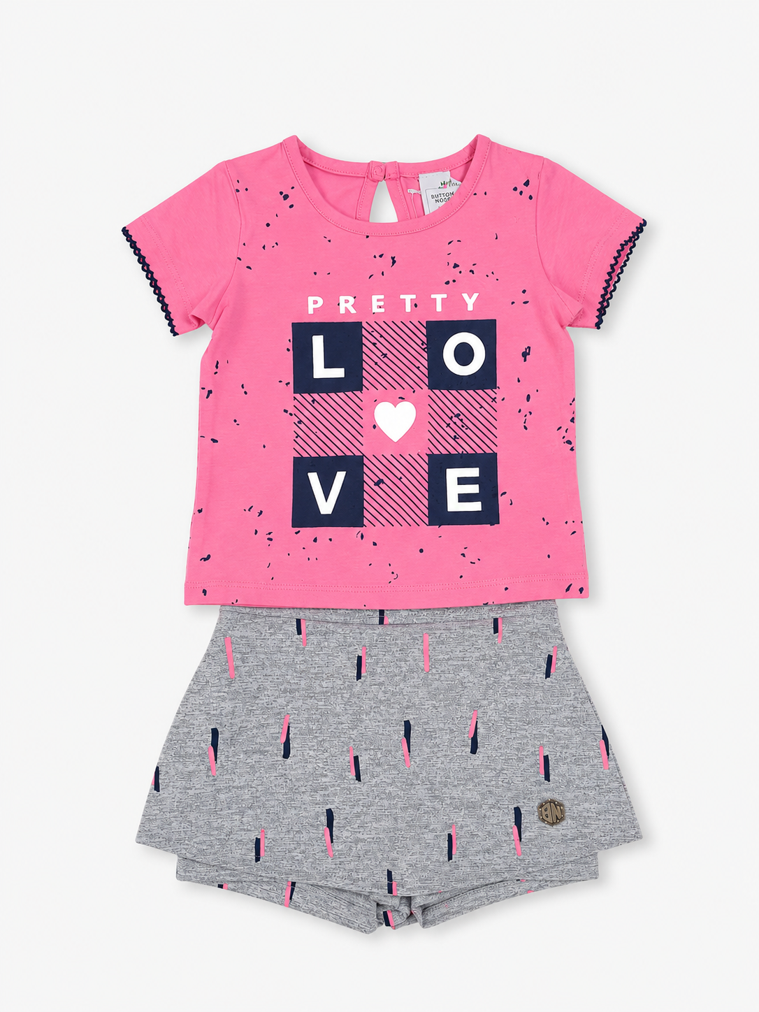 Girls Pink Short Sleeved Graphic Soft Cotton Clothing Set BloomUp