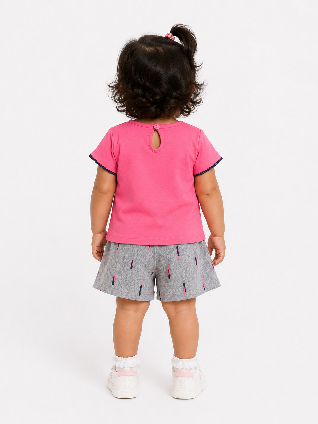 Girls Pink Short Sleeved Graphic Soft Cotton Clothing Set BloomUp