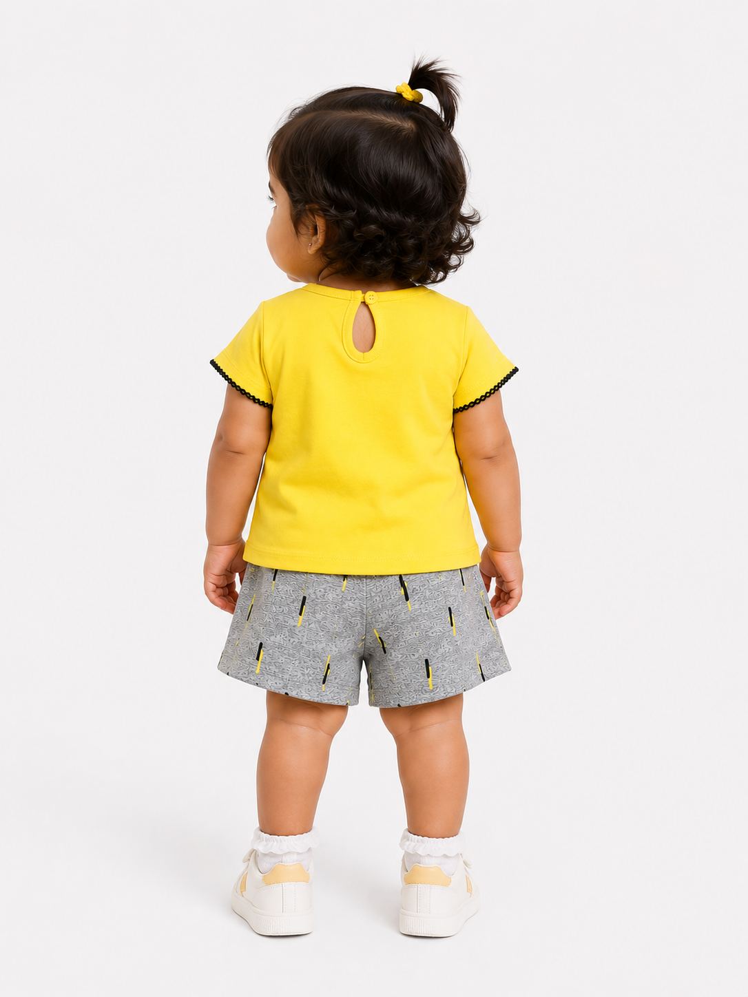 Girls Yellow Short Sleeved Graphic Soft Cotton Clothing Set BloomUp