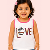 White Love Graphic Sleeveless Top for Girls – Soft Cotton Summer Wear Kids Tank Top