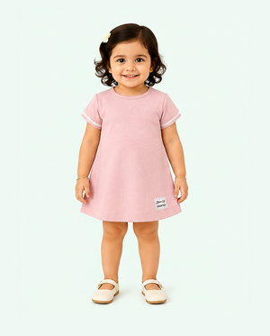 Pink Solid A-Line Kids Dress – Soft Cotton Summer Wear for Girls BloomUp