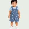 Baby Dusty Blue Whale Print Dungaree Romper Set with T-Shirt