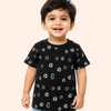 Black All-Over Printed Kids T-Shirt – Soft Cotton Casual Summer Wear for Boys