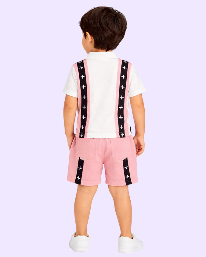 Peach Polo T-Shirt & Shorts Co-ord Set for Boys – Soft Cotton Summer Wear Kids Outfit BloomUp