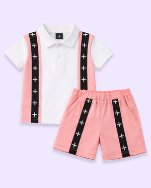 Peach Polo T-Shirt & Shorts Co-ord Set for Boys – Soft Cotton Summer Wear Kids Outfit BloomUp