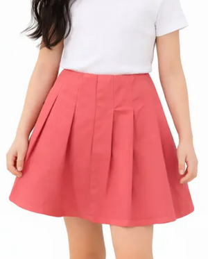 Girls Coral Pink Pleated Skirt – Flared Casual Wear BloomUp