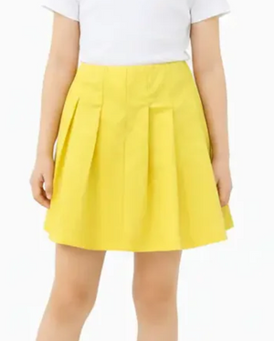 Girls Yellow Flared Pleated Skirt – Elastic Waist Casual Wear BloomUp