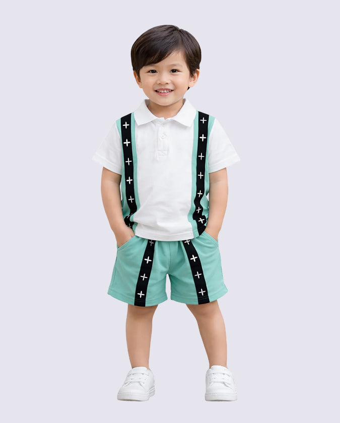Mint Green Polo T-Shirt & Shorts Co-ord Set for Boys – Soft Cotton Summer Wear Kids Outfit BloomUp