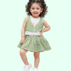 Ice Green Girls Co-ord Set – Soft Cotton Tie-Up Top & Skirt Summer Outfit