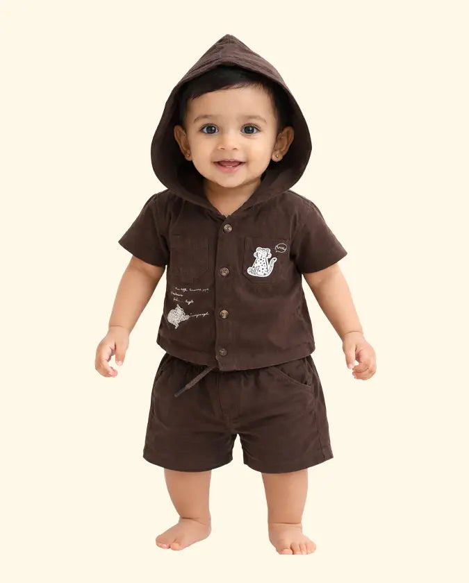 Bloomup BUB-6026 Brown Kids Wear Set - Comfortable and Stylish Baby T-shirt & Shorts for Boys and Girls Bloom Up