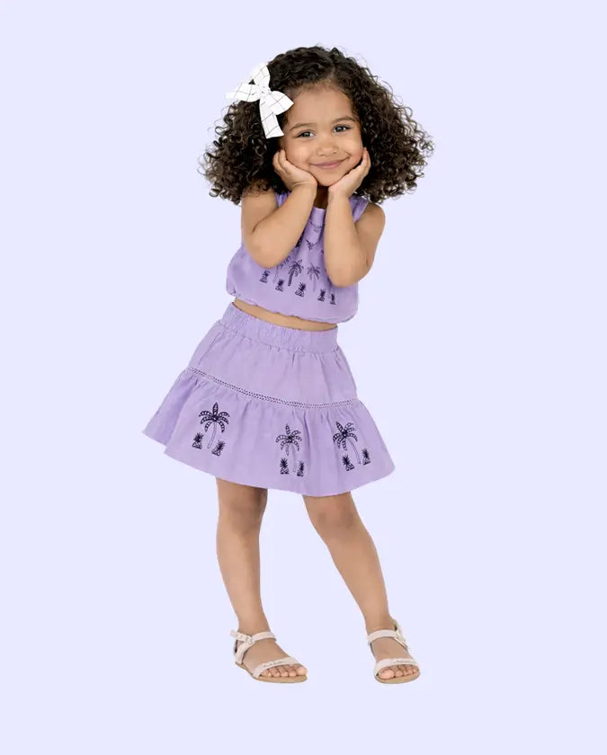 Bloomup Baby Girls Lavender Printed Top & Skirt Set Bloom Up