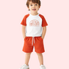 Rust Raglan Sleeve Kids Co-ord Set – Soft Cotton T-Shirt & Shorts Summer Wear for Boys