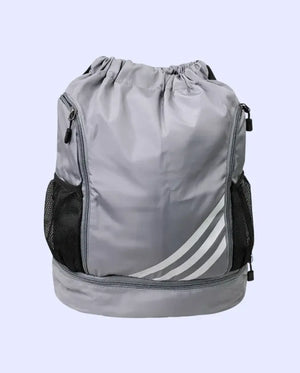 Bloomup Kids Grey Sports Backpack – Lightweight Drawstring Bag with Multiple Compartments & Bottle Pockets Bloom Up