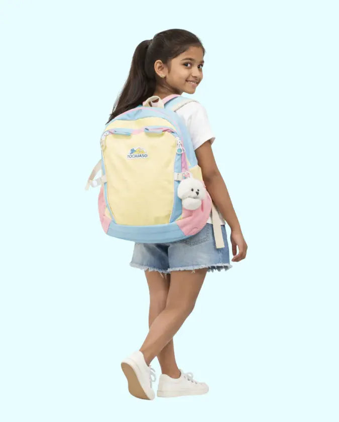BLOOMUP Kids Backpack for Girls – Cute Pastel School Bag with Plush Charm | Lightweight & Durable Daily Use Bag Bloom Up