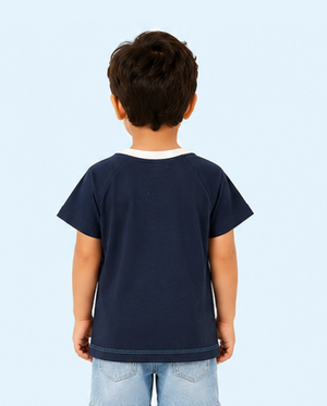 Blue Graphic Raglan Kids T-Shirt – “Little and Loud” Soft Cotton Summer Wear for Boys BloomUp