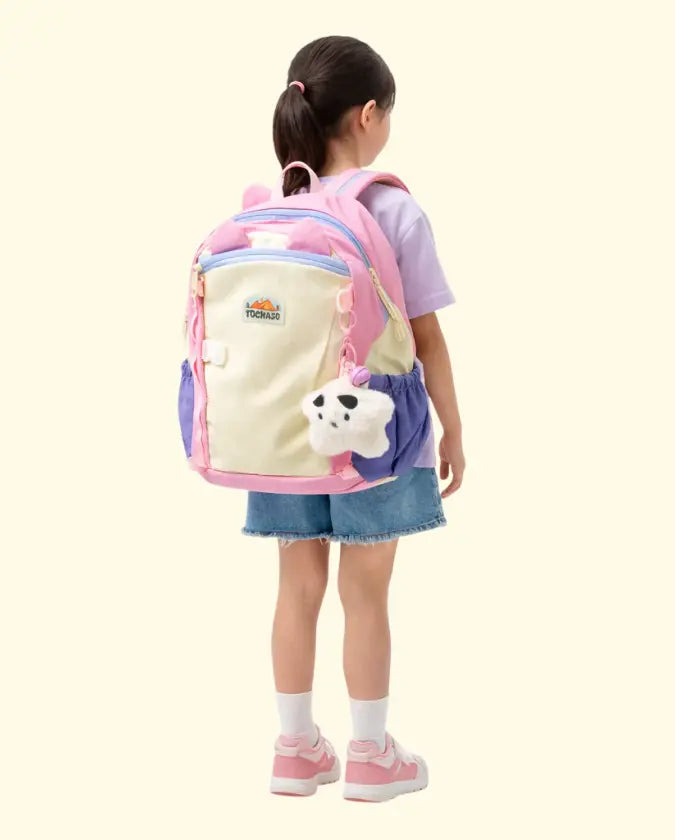 BLOOMUP Kids Backpack for Girls – Cute Pink Pastel School Bag with Plush Charm | Lightweight & Durable Bag Bloom Up