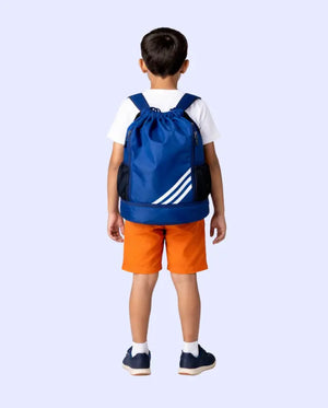Bloomup Kids Blue Sports Backpack – Lightweight Drawstring School & Travel Bag with Multiple Pockets Bloom Up