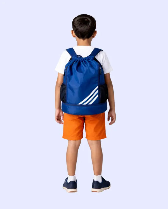 Bloomup Kids Blue Sports Backpack – Lightweight Drawstring School & Travel Bag with Multiple Pockets Bloom Up