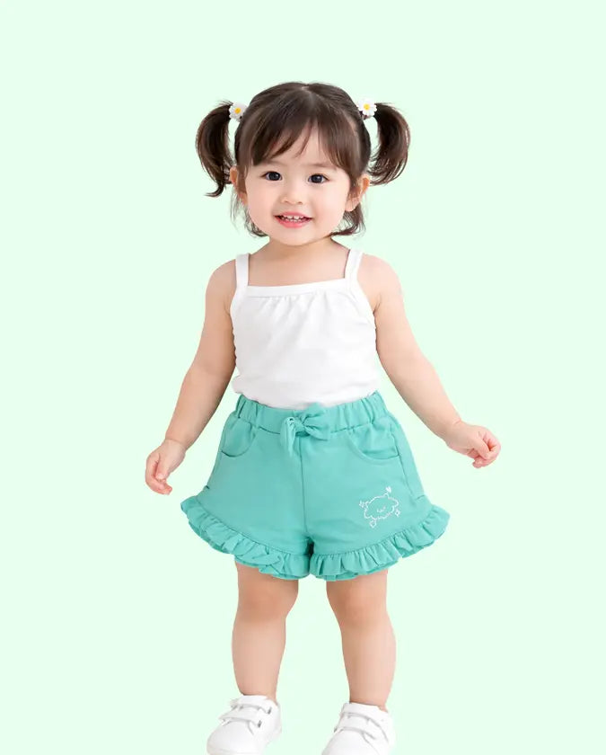 Bloomup BUG-8309 Mint Kids Ruffle Shorts – Cute and Comfortable Baby Girl Shorts Bloom Up