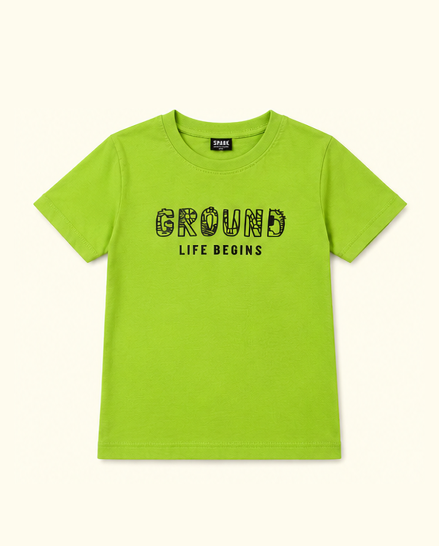 Green Front & Back Graphic Kids T-Shirt – City Print Cotton Summer Wear for Boys BloomUp
