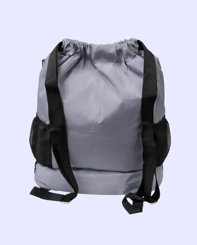 Bloomup Kids Grey Sports Backpack – Lightweight Drawstring Bag with Multiple Compartments & Bottle Pockets Bloom Up