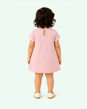 Pink Solid A-Line Kids Dress – Soft Cotton Summer Wear for Girls BloomUp