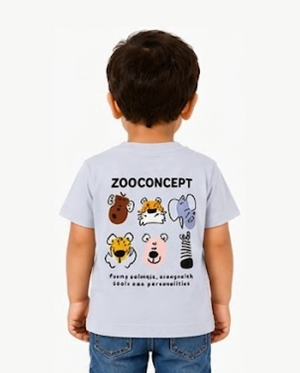 Sky Blue Minimal Cartoon Kids T-Shirt – Soft Cotton Casual Summer Wear for Boys BloomUp