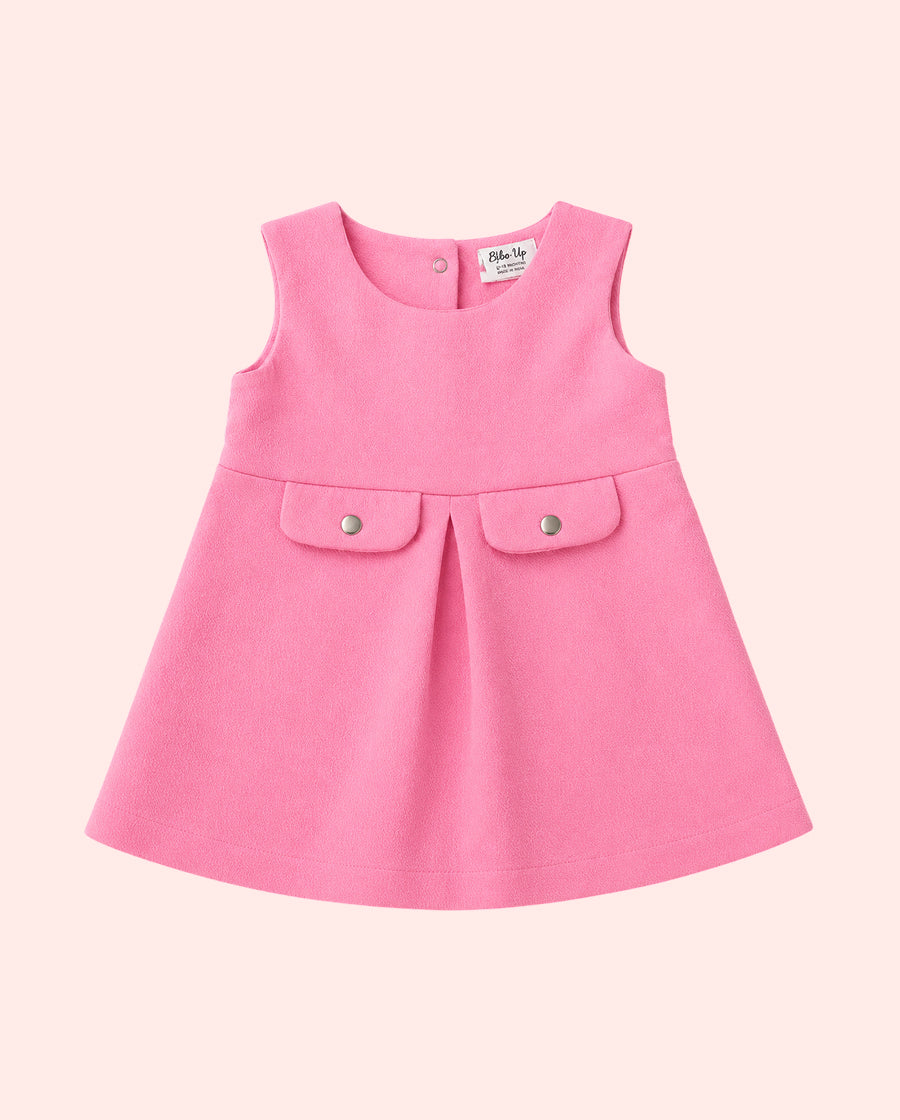 Baby Girls Pink Sleeveless Pocket Detail Dress BloomUp