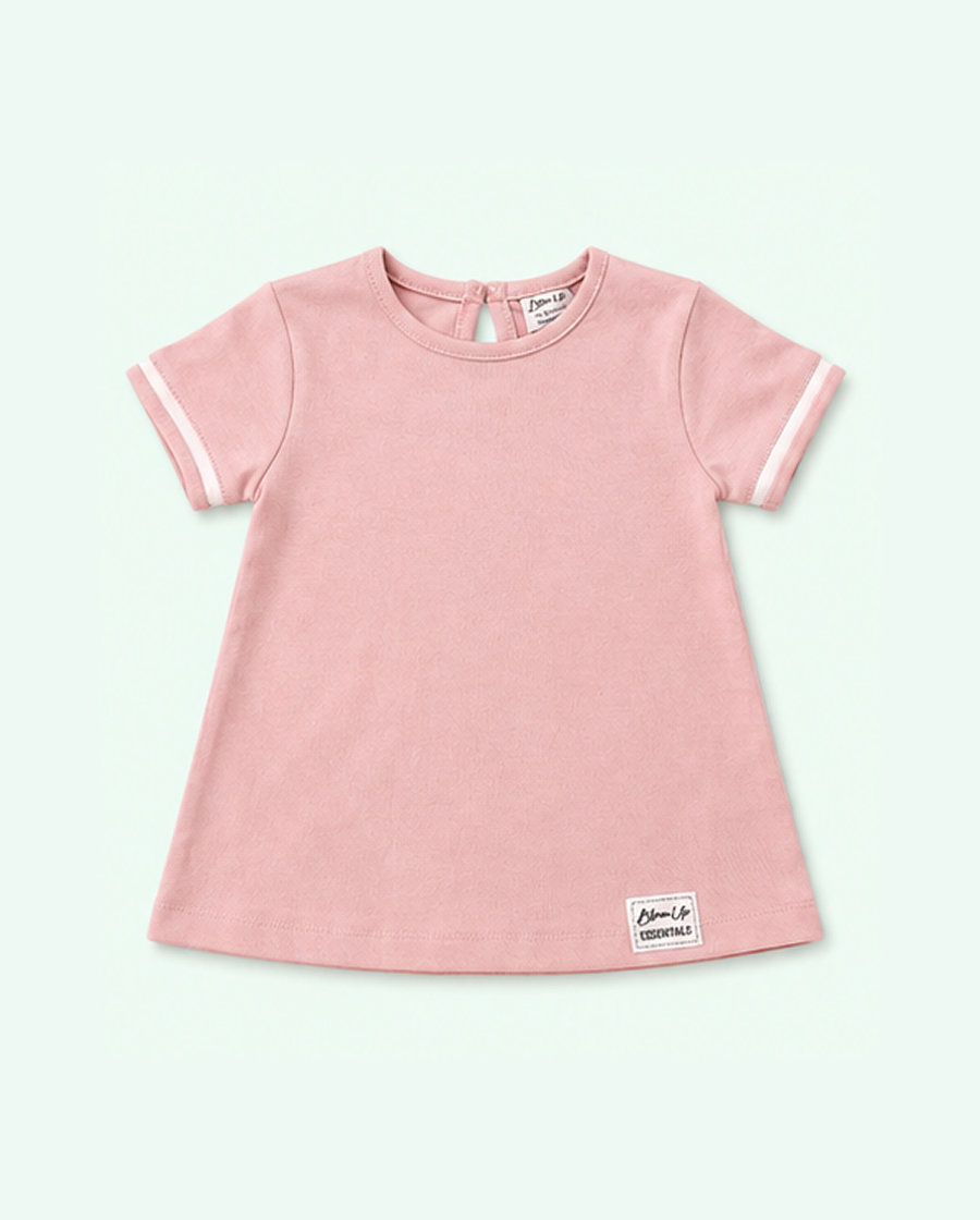 Pink Solid A-Line Kids Dress – Soft Cotton Summer Wear for Girls BloomUp