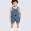 Baby Sky Blue Bear Dungaree Romper Set with Striped T-Shirt