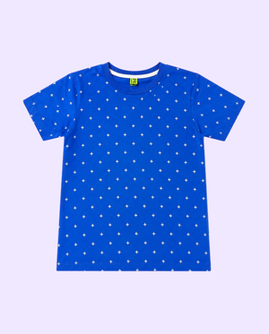 Blue Polka Dot Kids T-Shirt – Soft Cotton Casual Summer Wear for Boys BloomUp