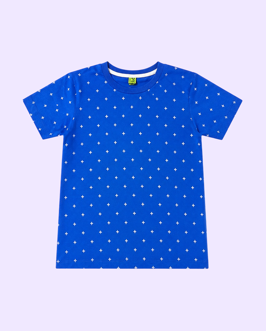 Blue Polka Dot Kids T-Shirt – Soft Cotton Casual Summer Wear for Boys BloomUp