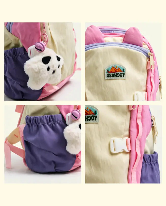 BLOOMUP Kids Backpack for Girls – Cute Pink Pastel School Bag with Plush Charm | Lightweight & Durable Bag Bloom Up