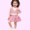 Pink Girls Co-ord Set – Soft Cotton Tie-Up Top & Skirt Summer Outfit