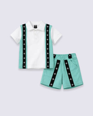 Mint Green Polo T-Shirt & Shorts Co-ord Set for Boys – Soft Cotton Summer Wear Kids Outfit BloomUp