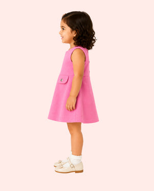 Baby Girls Pink Sleeveless Pocket Detail Dress BloomUp