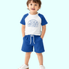 Blue Raglan Sleeve Kids Co-ord Set – Soft Cotton T-Shirt & Shorts Summer Wear for Boys