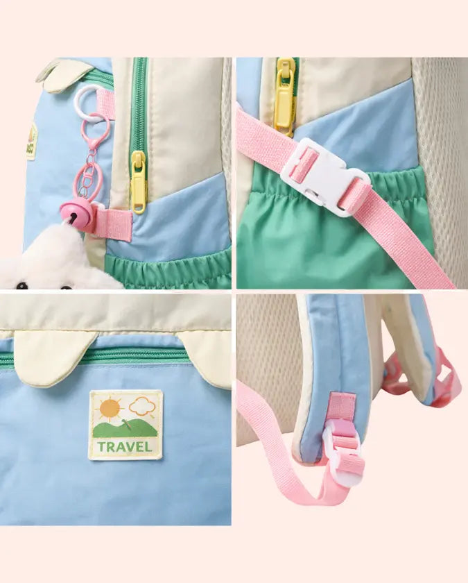 Bloomup Kids Designer Backpack – Lightweight Pastel School Bag with Plush Keychain & Adjustable Straps Bloom Up