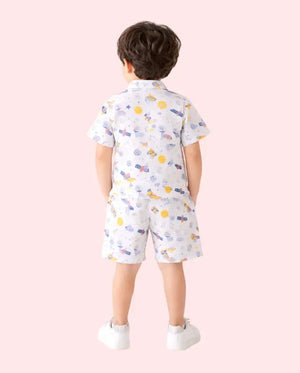 Bloomup Baby Boys Cotton Printed Shirt & Shorts Set – Cute Animal Graphic Summer Co-Ord Outfit for Infants & Toddlers Bloom Up