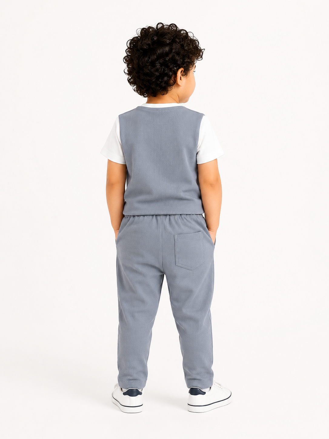 Teddy Island Ribbed T-Shirt & Jogger Set for Boys – Soft Cotton Summer Co-ord Set BloomUp
