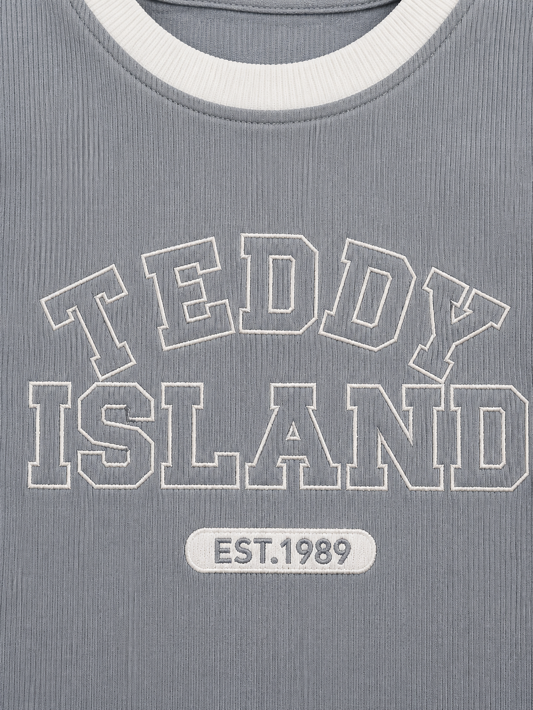 Teddy Island Ribbed T-Shirt & Jogger Set for Boys – Soft Cotton Summer Co-ord Set BloomUp