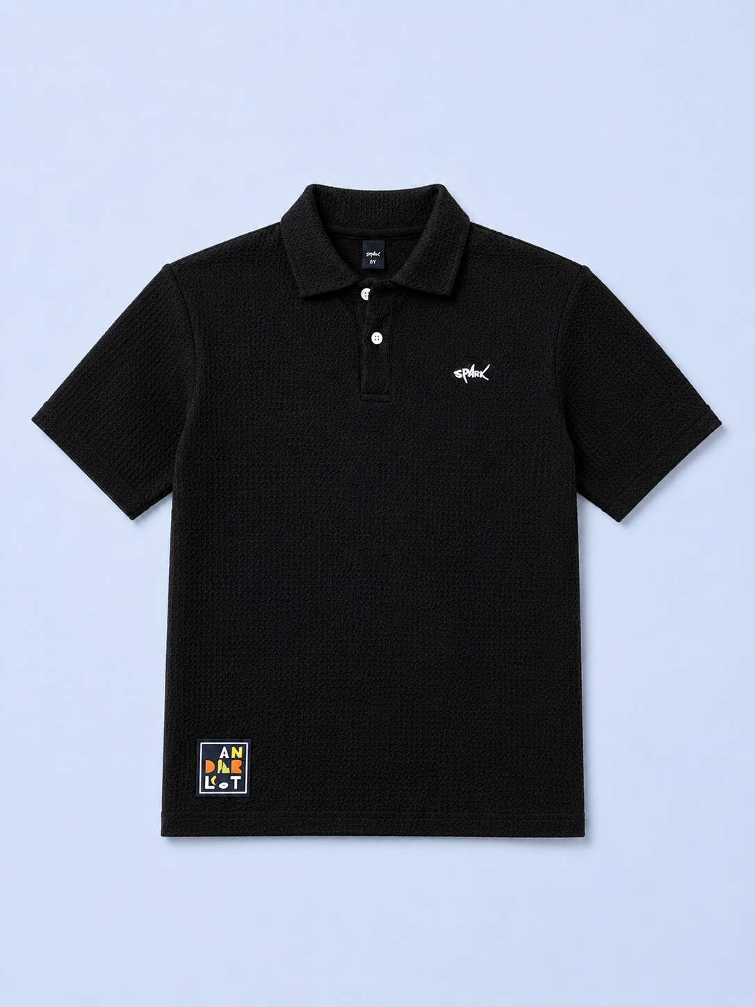 Black SPARK Logo Polo T-Shirt for Boys – Soft Cotton Casual Wear BloomUp